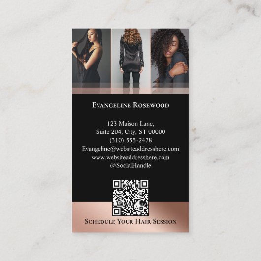 Luxury Hair Extensions Salon Arch Photo Black Rose 名刺 (裏面)