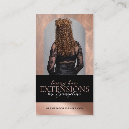 Luxury Hair Extensions Salon Arch Photo Black Rose 名刺 (正面)