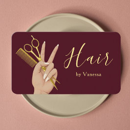 Luxury Hair Salon Hairstylist Hairdresser Burgundy 名刺