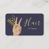 Luxury Hair Salon Hairstylist Hairdresser Navy 名刺 (正面)