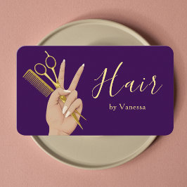 Luxury Hair Salon Hairstylist Hairdresser Purple 名刺