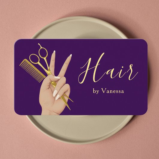 Luxury Hair Salon Hairstylist Hairdresser Purple 名刺