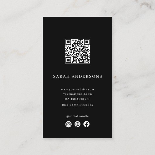 Luxury Hair Stylist Business Card with QR Code  名刺 (裏面)