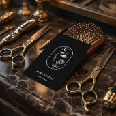 Luxury Hair Stylist Business Card with QR Code  名刺