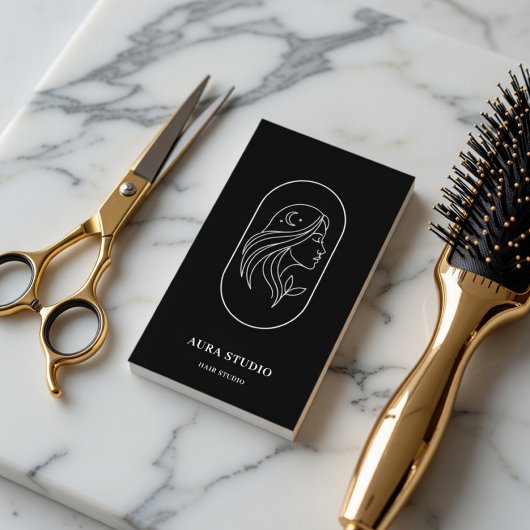 Luxury Hair Stylist | Line Art Hair Salon QR Code 名刺