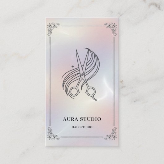 Luxury Hair Stylist with QR Code Holographic 名刺 (正面)