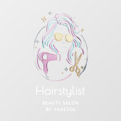 Luxury Hairstylist Beauty Salon Modern Black ウィンドウサイン (シート)