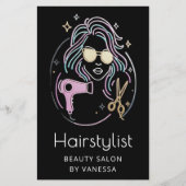 Luxury Hairstylist Beauty Salon Modern Black チラシ (正面)