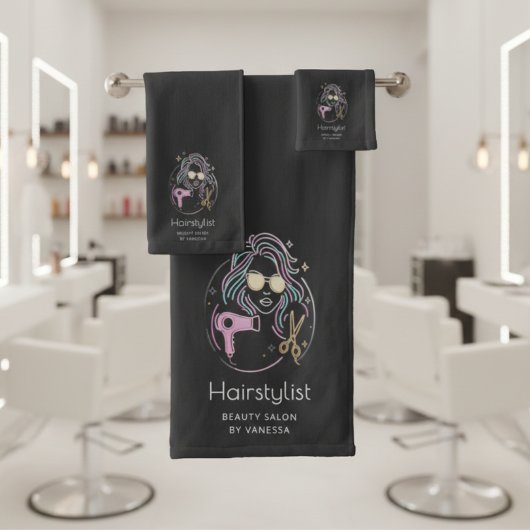 Luxury Hairstylist Beauty Salon Modern Black バスタオルセット