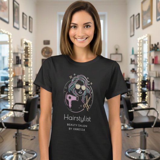 Luxury Hairstylist Beauty Salon Modern Black Tシャツ