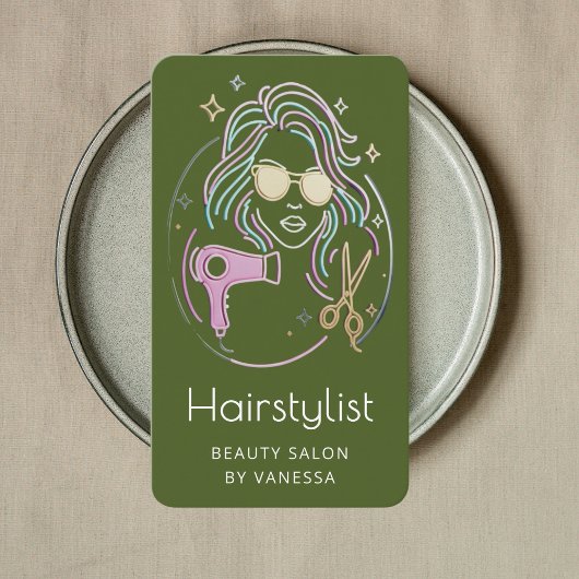 Luxury Hairstylist Beauty Salon Qr Code Moss Green 名刺