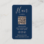 Luxury Hairstylist Hairdresser Elegant Navy Blue 名刺 (裏面)