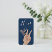 Luxury Hairstylist Hairdresser Elegant Navy Blue 名刺 (スタンド正面)
