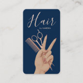 Luxury Hairstylist Hairdresser Elegant Navy Blue 名刺 (正面)