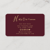 Luxury Hairstylist Hairdresser Modern Burgundy 名刺 (裏面)