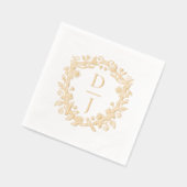 Luxury Hand Drawn Floral Vine Crest Monogram  箔ナプキン (左)