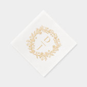 Luxury Hand Drawn Floral Vine Crest Monogram  箔ナプキン (右)