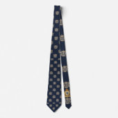 Luxury Heraldic Silk Jacquard Tie - Navy/Gold ネクタイ (正面)