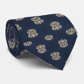 Luxury Heraldic Silk Jacquard Tie - Navy/Gold ネクタイ (ロール)