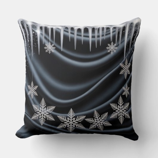 Luxury Holiday Pillow – Snowflake Design クッション (正面)