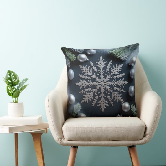 Luxury Holiday Pillow – Snowflake Design クッション (椅子)