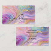 Luxury Holographic Colors Marble & Gold Glitter 名刺 (正面/裏面)