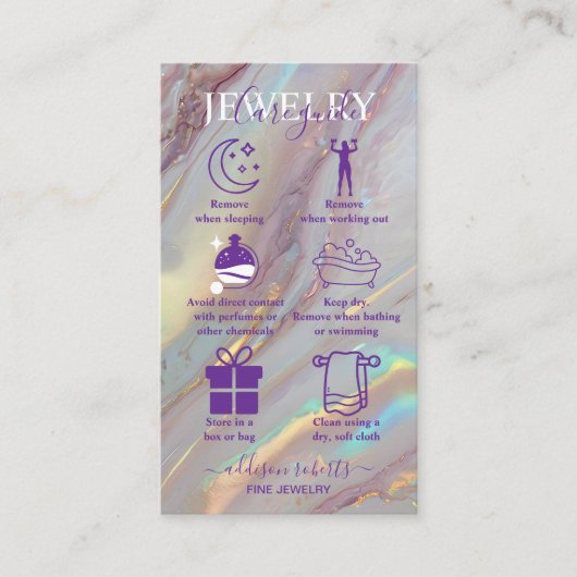 Luxury Holographic Glam Design Jewelry Care 名刺 (正面)