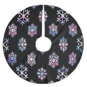 Luxury Holographic Snowflake Christmas Collection ブラッシュドポリエステルツリースカート (正面)