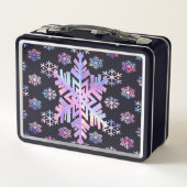 Luxury Holographic Snowflake Christmas Collection メタルランチボックス (裏面)