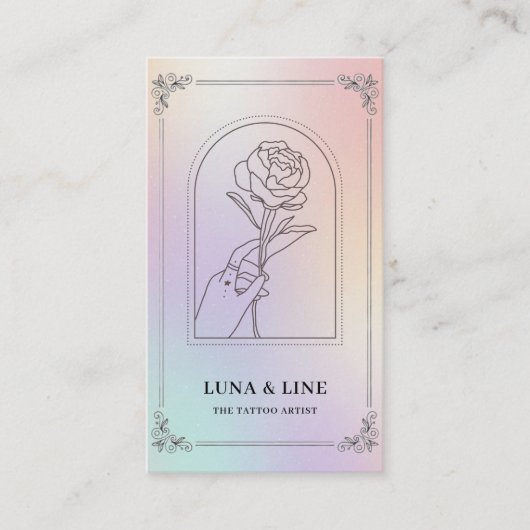 Luxury Holographic Tattoo Artist Card with QR Code 名刺 (正面)