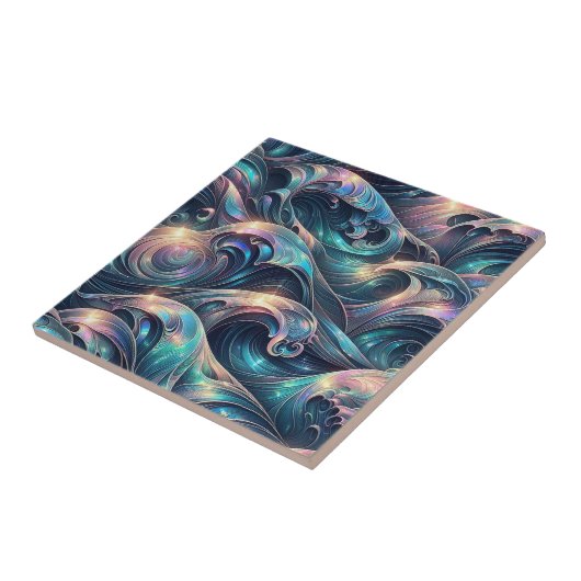 Luxury Home | Rainbow Coastal Ocean Waves タイル (側面)