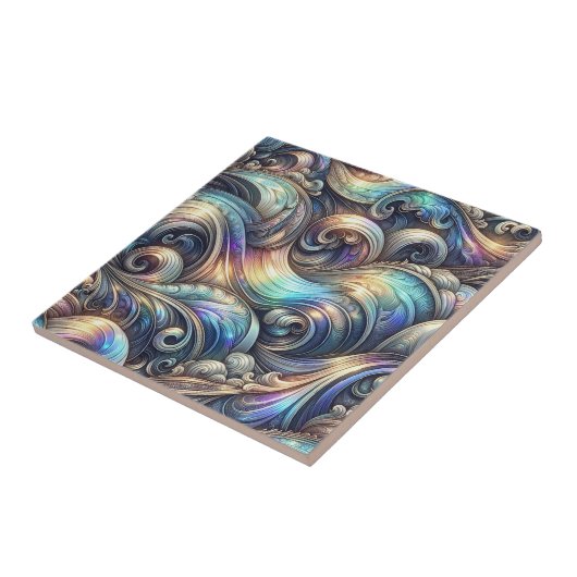 Luxury Home | Rainbow Coastal Ocean Waves タイル (側面)