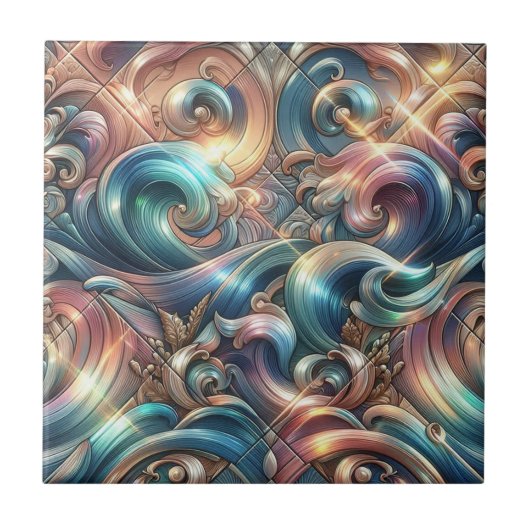 Luxury Home | Rainbow Coastal Ocean Waves タイル (正面)