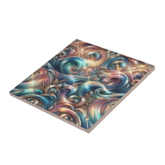 Luxury Home | Rainbow Coastal Ocean Waves タイル (側面)