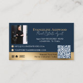 Luxury Home Real Estate Agent Navy Gold Photo 名刺 (裏面)