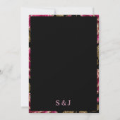 Luxury Hot Pink Glitter Rose セーブザデート (裏面)