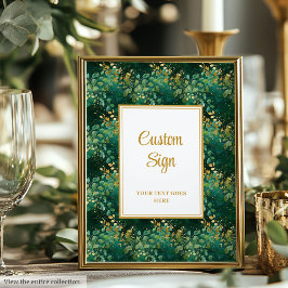 Luxury Hunter Green Gold Eucalyptus Custom Sign ポスター