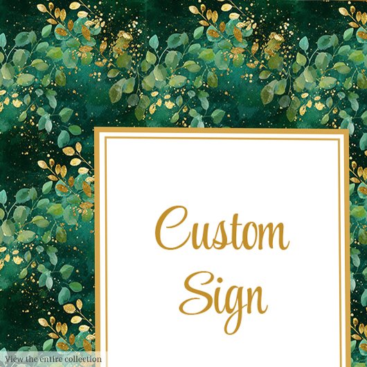 Luxury Hunter Green Gold Eucalyptus Custom Sign ポスター