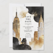 Luxury Iconic NY Buildings Cityscape Glitter  セーブザデート (正面)