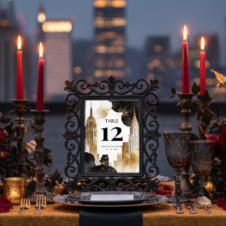 Luxury Iconic NYC Buildings Cityscape with Glitter テーブルナンバー