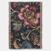 Luxury Indian Floral Blanket Vintage Royal スローブランケット (正面縦)