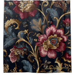 Luxury Indian Floral Shower Curtain Vintage Royal  シャワーカーテン