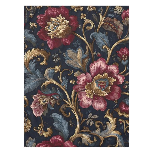 Luxury Indian Floral Tablecloth Vintage Royal テーブルクロス (正面)