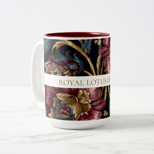 Luxury Indian Floral Vintage Royal ツートーンマグカップ (正面左)