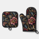 Luxury Indian Floral Vintage Royal 鍋つかみ&鍋敷きセット (正面)