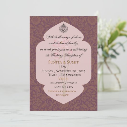 Luxury Indian Wedding Reception Invitation 招待状 (スタンド正面)