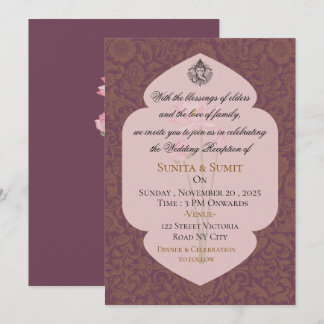 Luxury Indian Wedding Reception Invitation 招待状