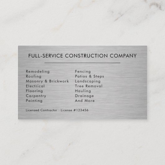 Luxury Industrial Steel Metal Construction 名刺 (裏面)