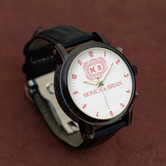  Luxury Initials Classic Monogram Letters Couple’s 腕時計 (クリエイターアップロード済み)