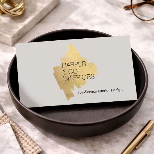 Luxury Interior Designer Gold Abstract Logo 名刺